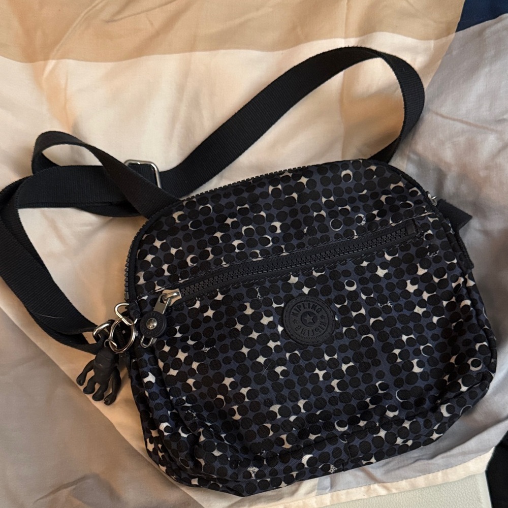 Kipling Black and White Polka Dot Crossbody Bag